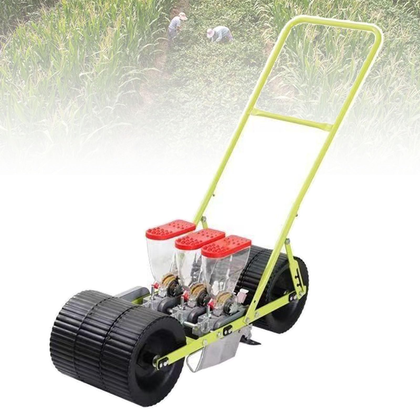 Seminatrice da Giardino per Mais E Soia, Seminatrice per Ortaggi a Spinta con Spaziatura Regolabile delle File (7-44 Cm),per Piantare in Giardini, Terrazze E Pendii 3-Row