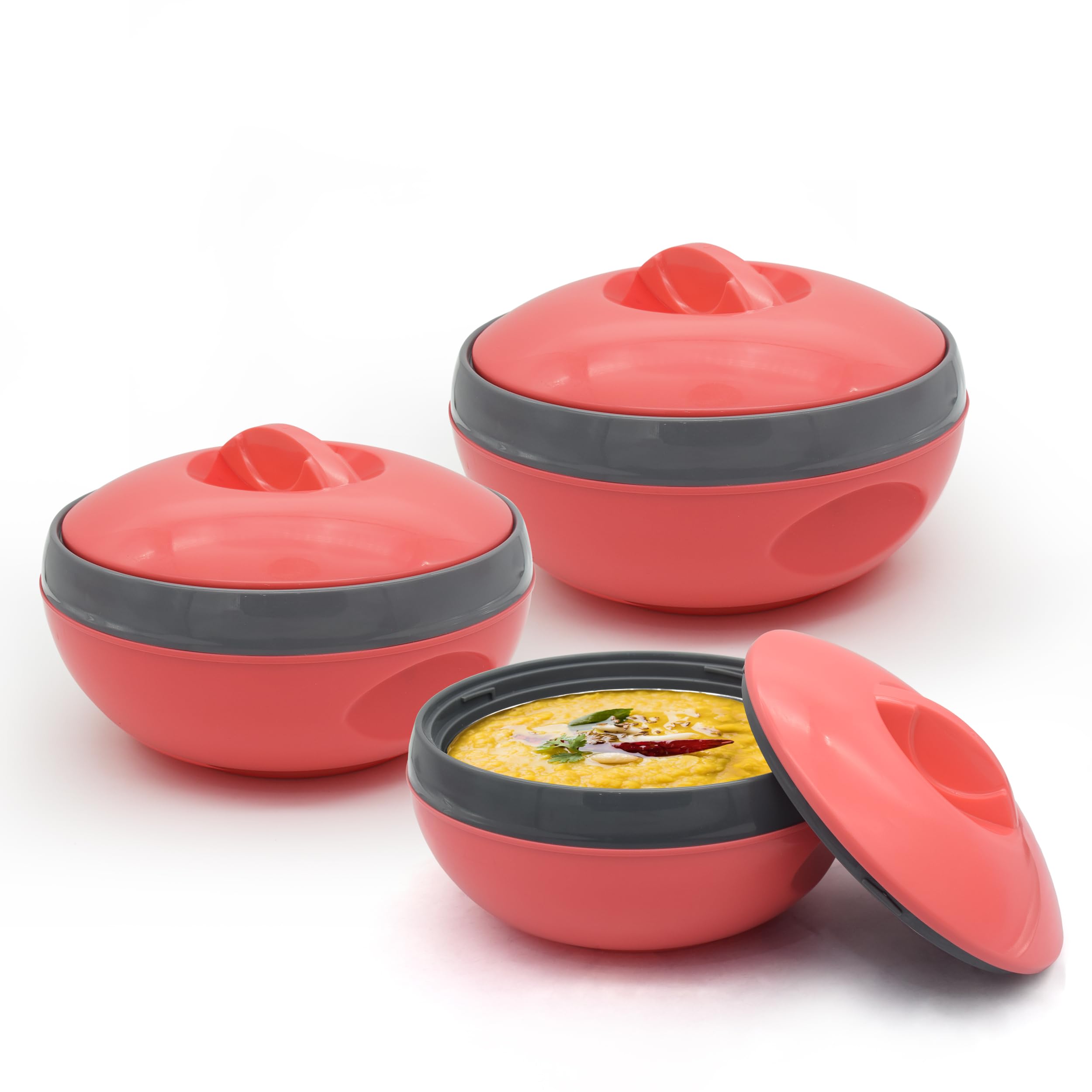 Asian Venus Plastic Casserole Set, 3 Pieces, Pink