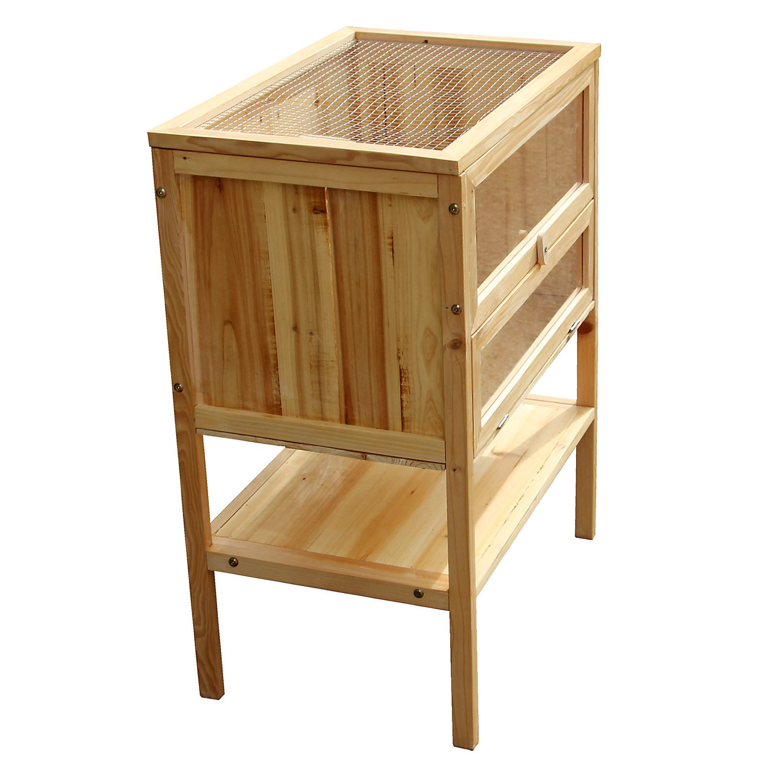 Wiltec XXL 3-Etagen Nagerkäfig Aus Holz – Mit Sichtfenster & Klappbarem Deckel, 115x60x58 Cm