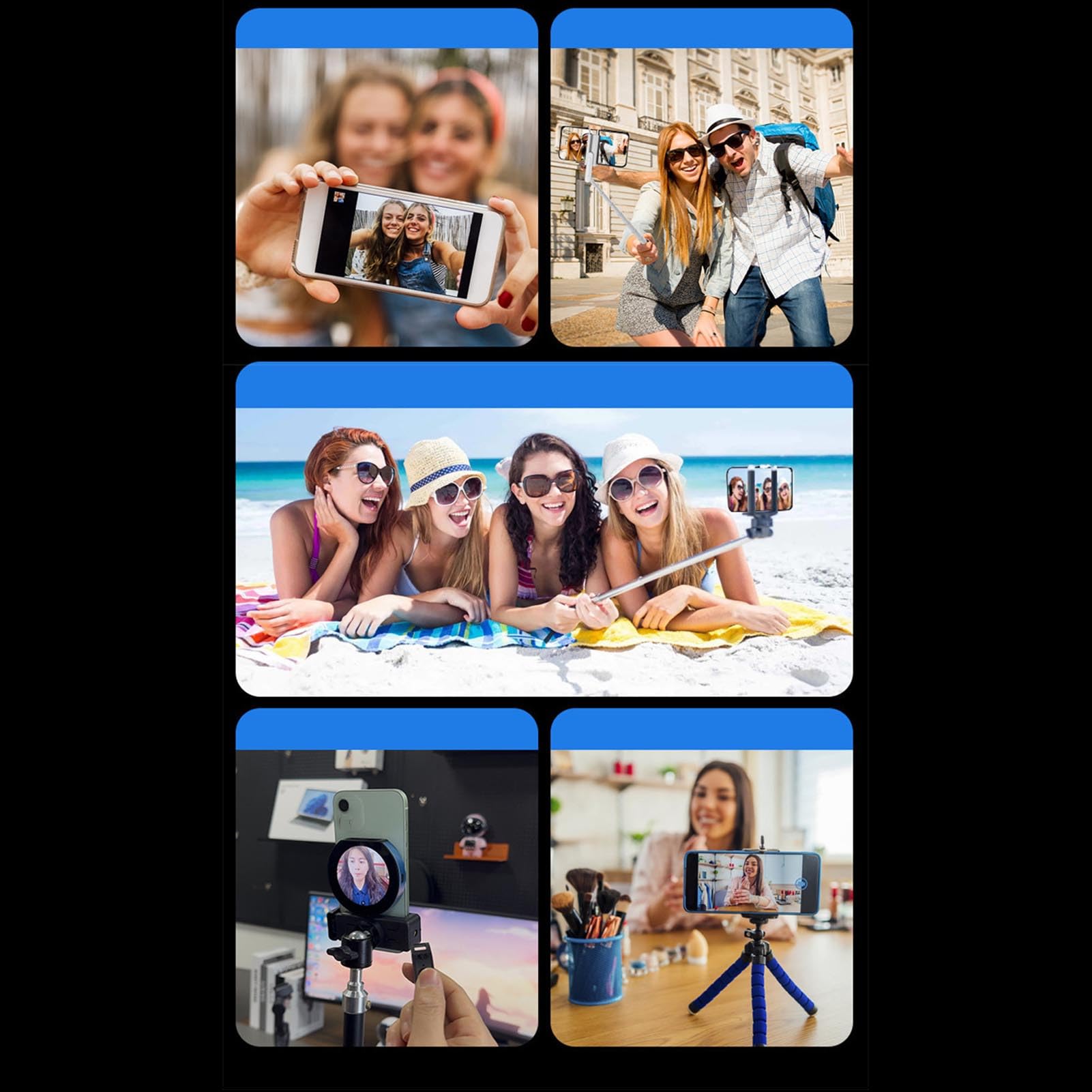 Luocute Schermo Selfie Magnetico per Telefono, Monitor Fotocamera Posteriore Wireless da 2,1 Pollici con Telecomando BT, Kit Video Fotografici per Telefono Cellulare per Vlog Live