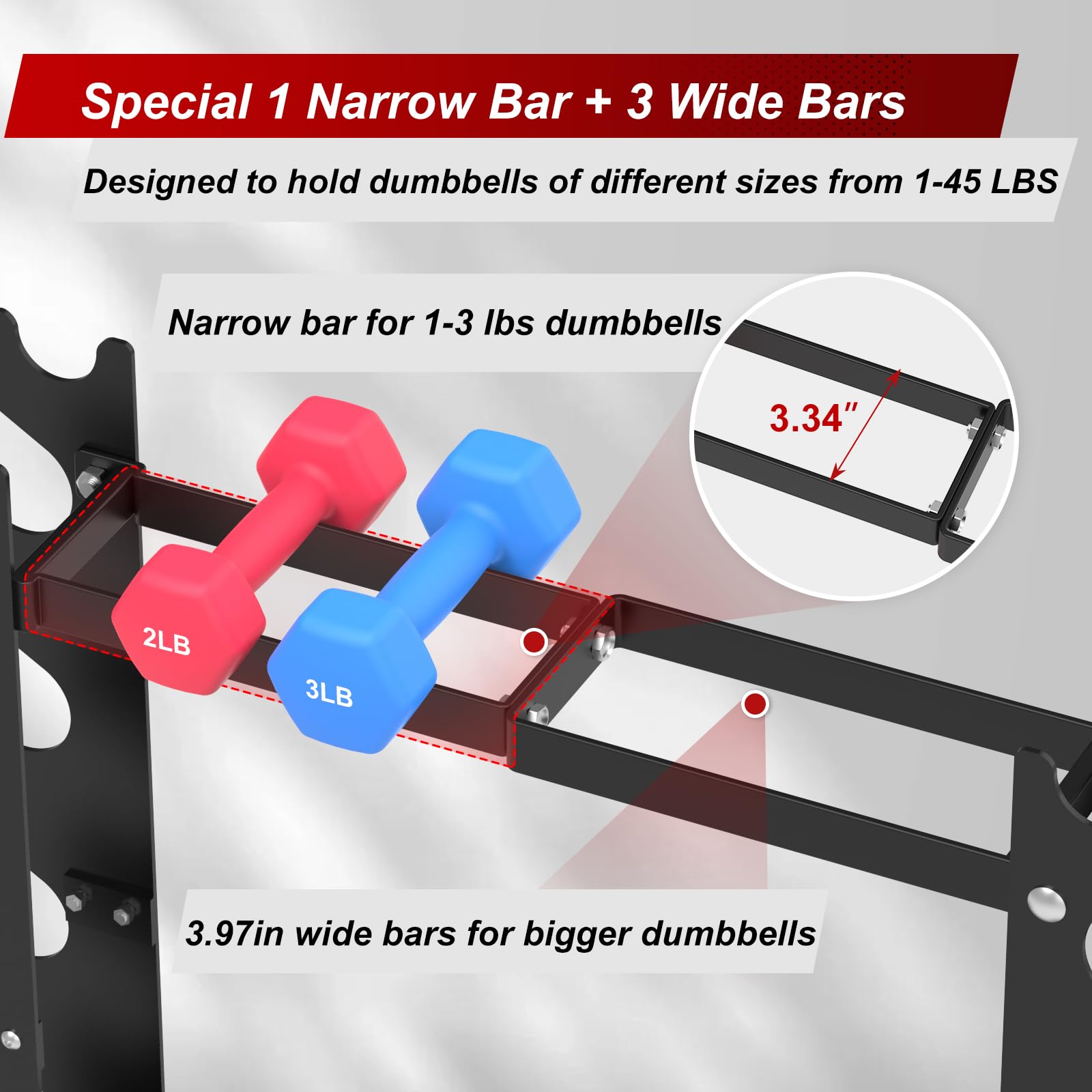 DERACY Dumbbell Rack Stand Only, 5 Tier Black Portugal - View #5