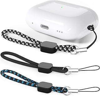 BEAUDOM Lanyard för AirPods Pro 2 handledsrem säkerhet hållbar borttappad rem för AirPods Pro 2. generationen (svart + sva...