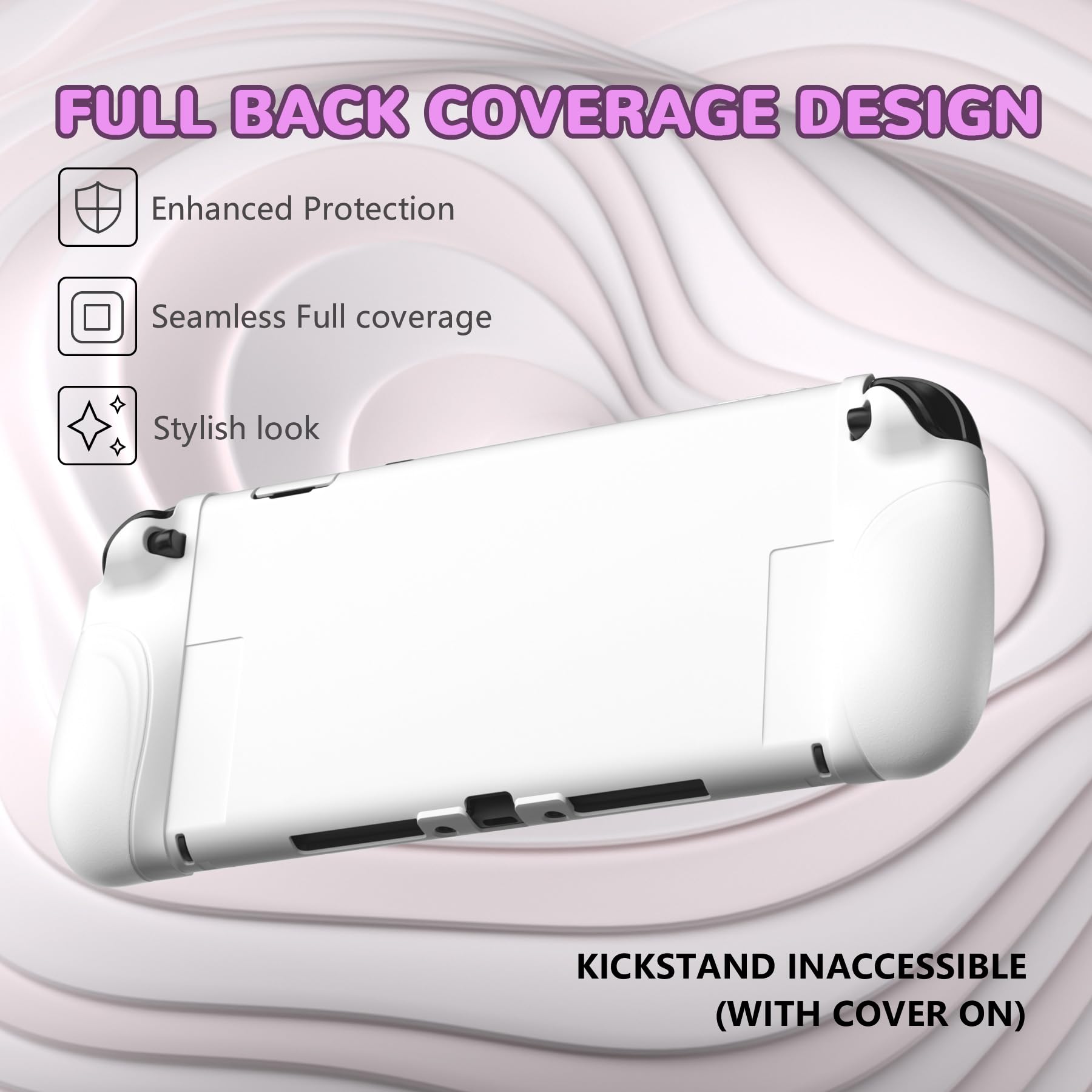 PlayVital Coque pour Nintendo Switch 2 avec Joycon Cover & Capuchon Joysitck & Support pour Switch 2,Housse Étuis Console Rigide Ranger Accessoires Protection-Blanc