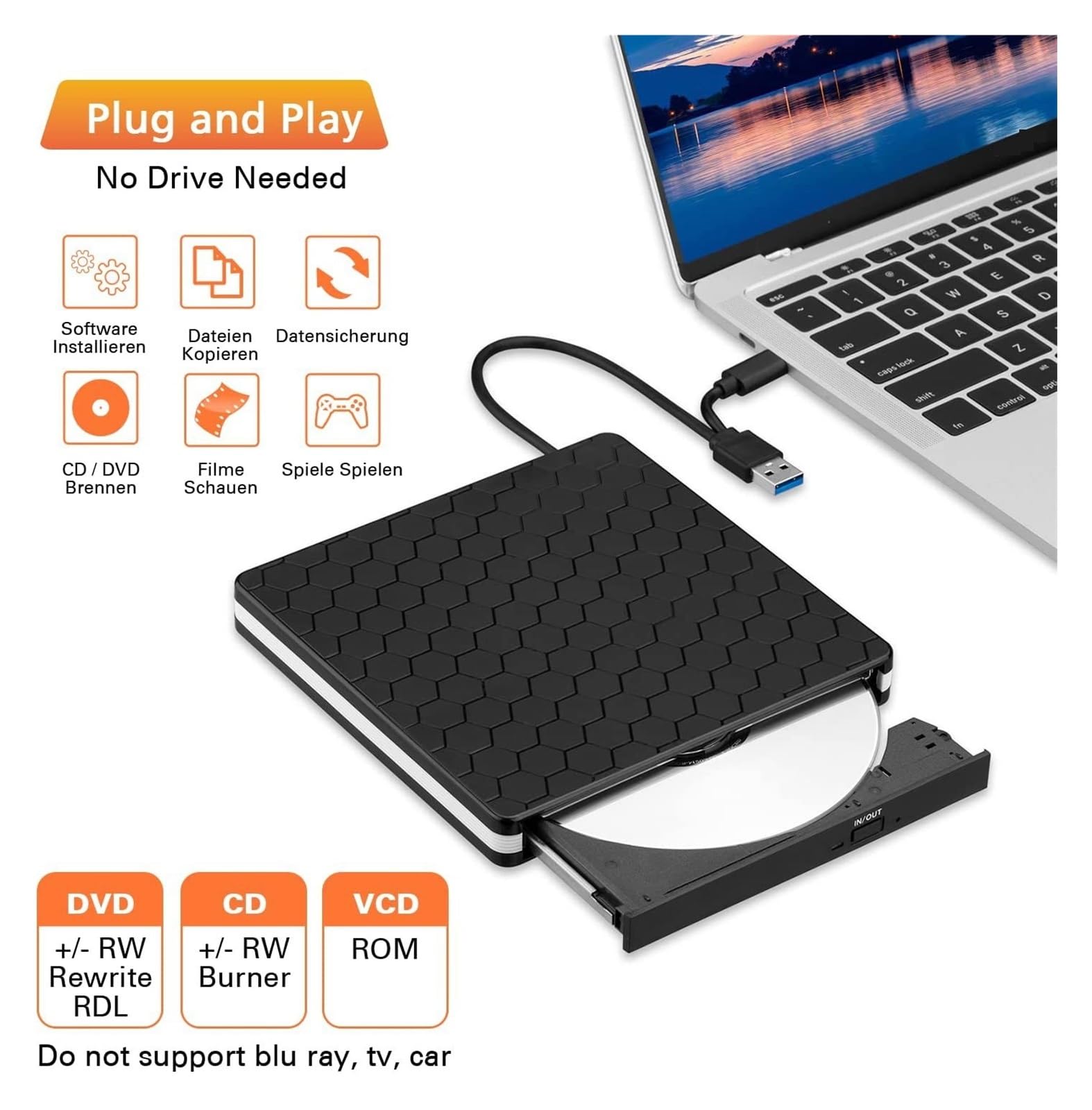 Lettore Dvd unità Ottica Portatile CD USB Esterna unità Ottica Lettore Dvd Masterizzatore Dvd Portatile