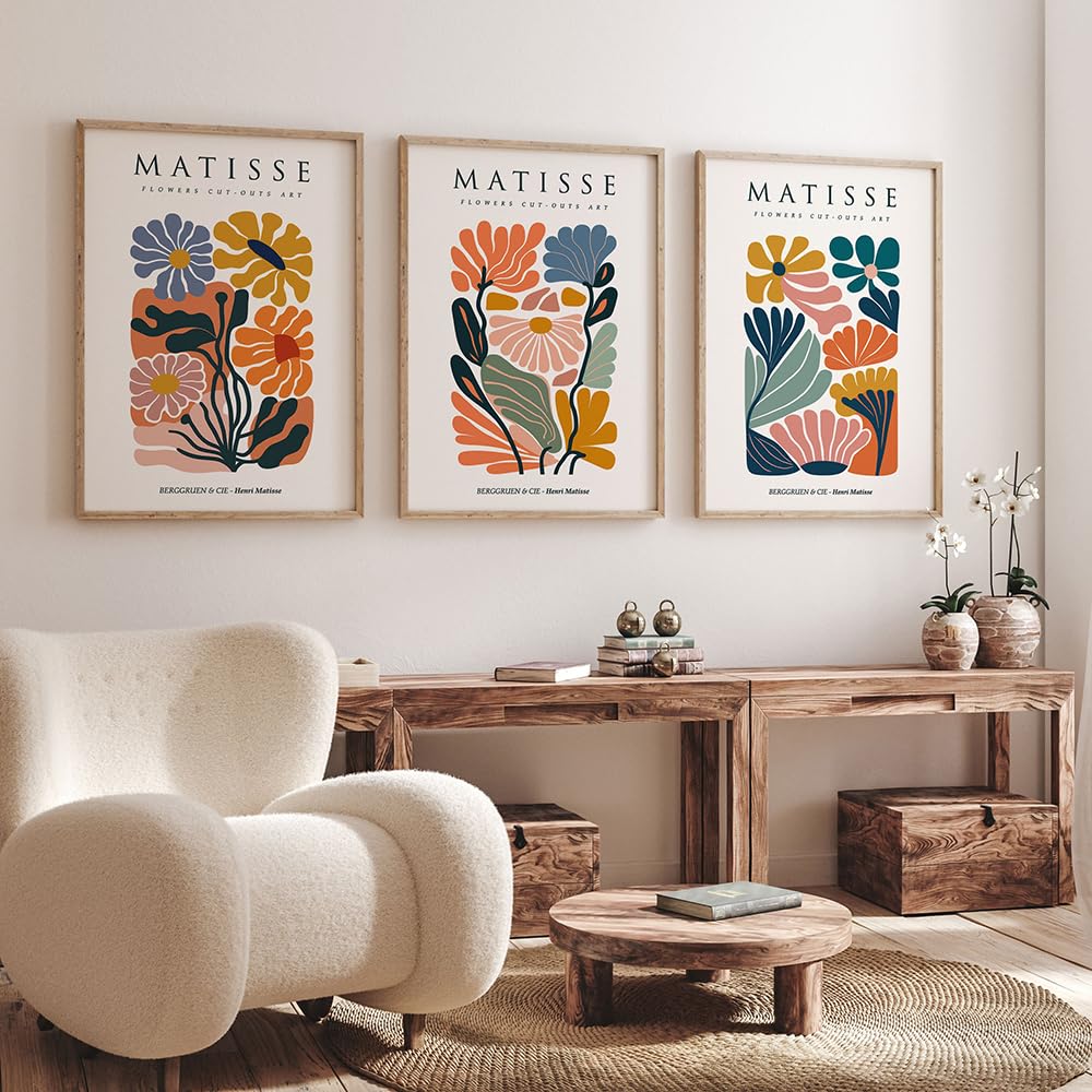 Wbyzac Green Botanical Posters-Abstract Flower Poster Boho Canvas Painting Mid Century Modern Wall Art Print Picture Living Bedroom Kitchen Office Room Decor Artwork-60 * 70Cm*3Pcs (No Frame)
