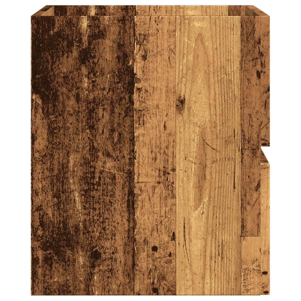 Armario de baño con aspecto de madera envejecida, 60 x 38,5 x 45 cm, material de madera, duradero, resistente a la humedad, para almacenamiento de baño, fácil de limpiar, moderno