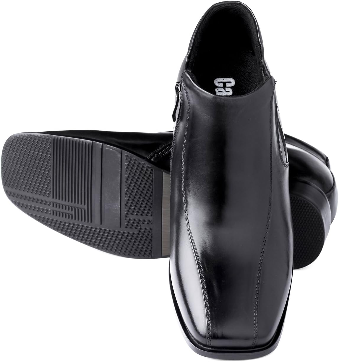 CALDEN Men's Invisible Height Increasing Elevator Shoes - Black Premium Leather Zipper Dress Boots - 3.2 Inches Taller - K99805 - Size 11 D(M) US - Image 5