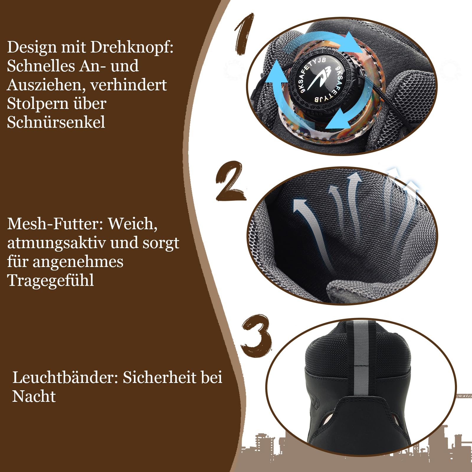Botas de Seguridad para Hombre Impermeable Zapatos de Seguridad Ligero Zapatillas Trabajo Caña Alta Calzado Trabajo con Punteras de Acero