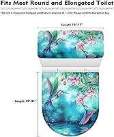 Vista 5 de Funda para tapa de inodoro con estampado de colibrí y cubierta para tanque de inodoro, súper suave, fundas de asiento para tapa de inodoro