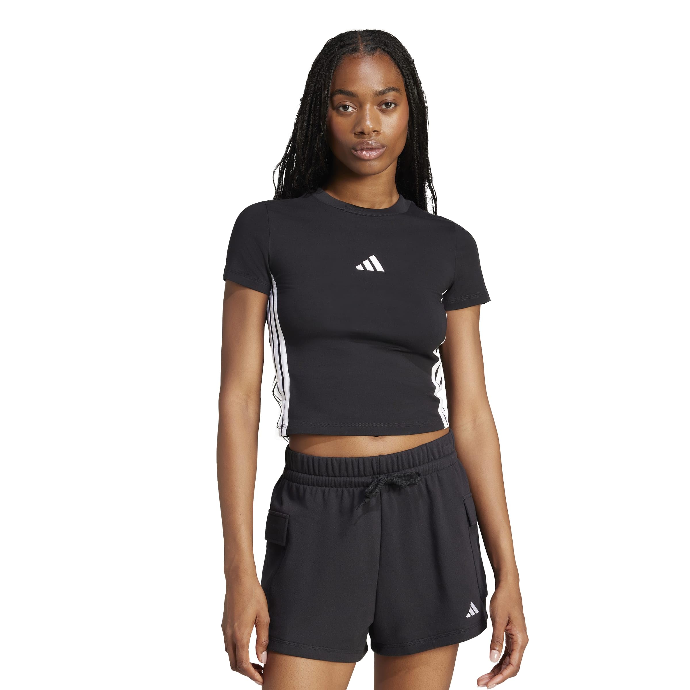 Womens Essentials 3-Stripes Slim Baby Casual Tops Casual - Black
