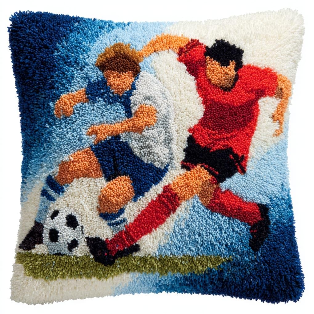 WallustrioaW Latch Hook Kits Pillow,Football Player