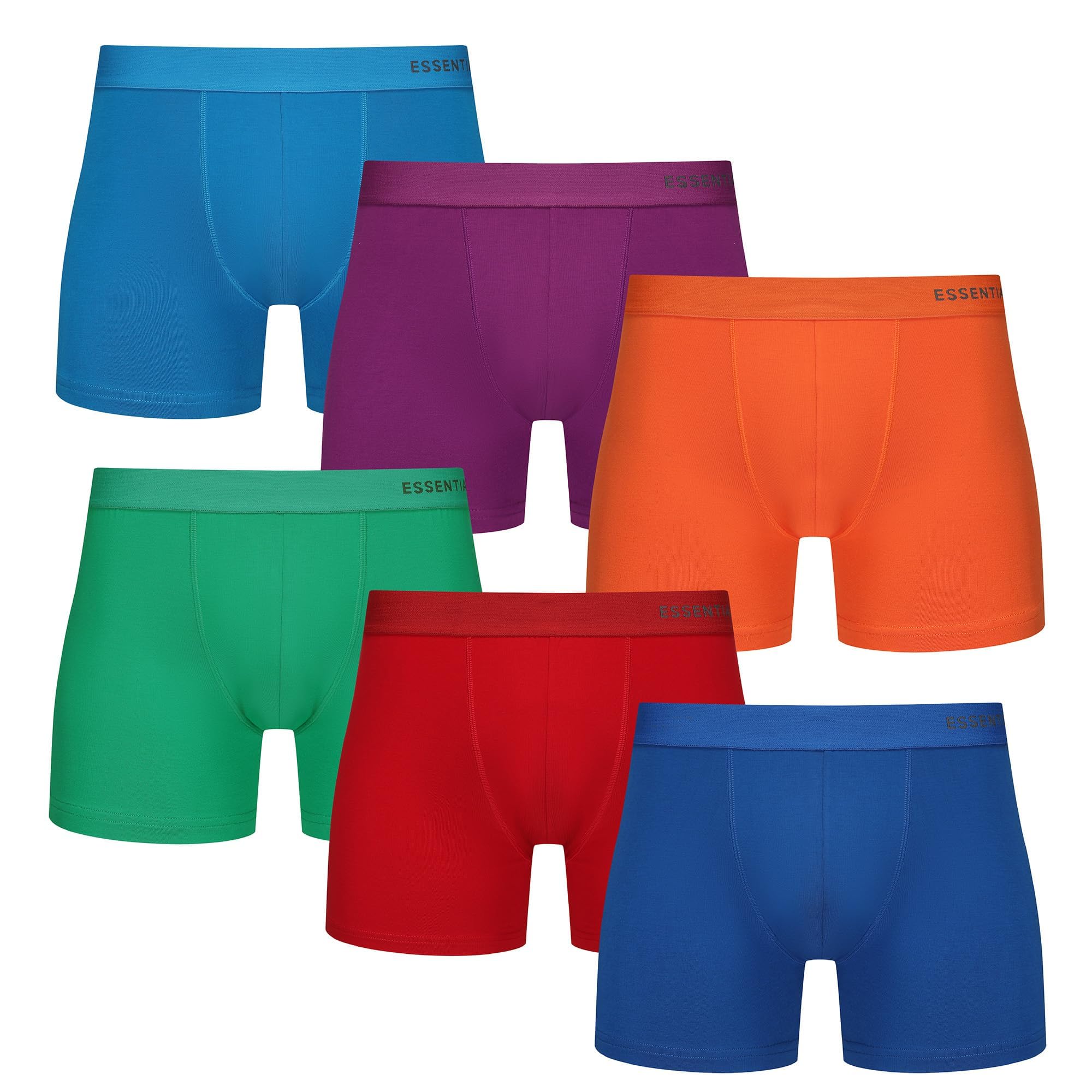The Essentials Wardrobe 6PK Mens TEW Premium Boxer - Bamboo - Bright - Small