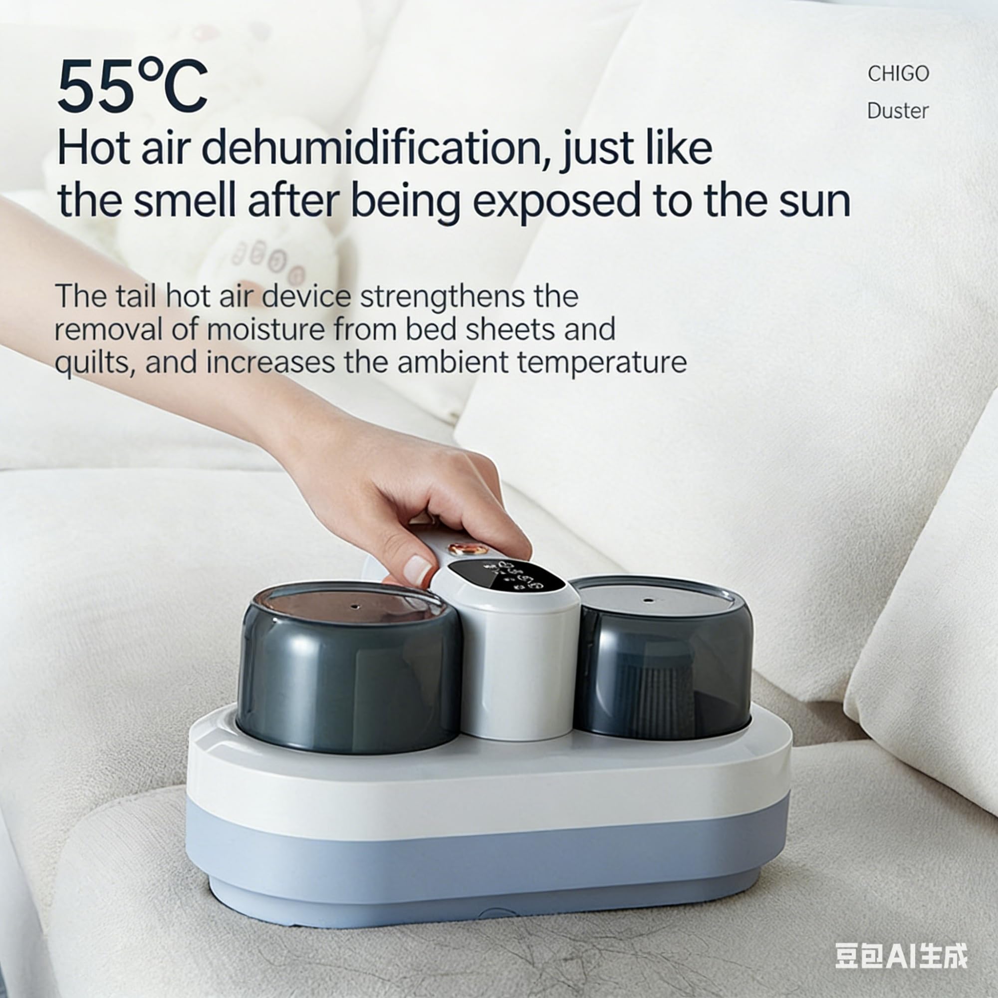 Aspirapolvere Portatile Anti-acari Rimozione Degli Acari Ad Ultrasuoni 10.000 Battiti Al Minuto Deumidificazione Con Aria Calda A 55 °C Doppio Sistema Di Filtraggio Con Contenitore Per La Polvere