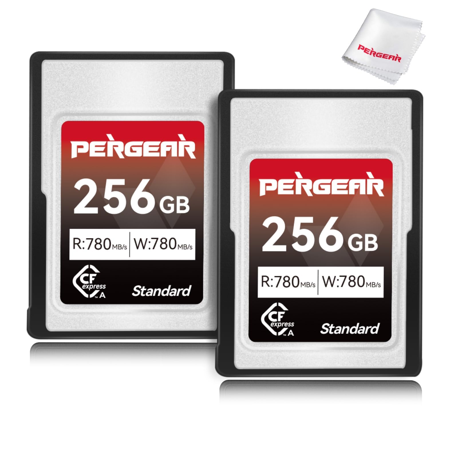 Pergear Serie Standard 256GB Scheda di Memoria CFexpress Tipo A da Velocità di lettura fino a 780MB/s e Velocità di scrittura 780MB/s per registrazione 4K 120P, 8K 30P(confezione da 2), per Alpha e FX