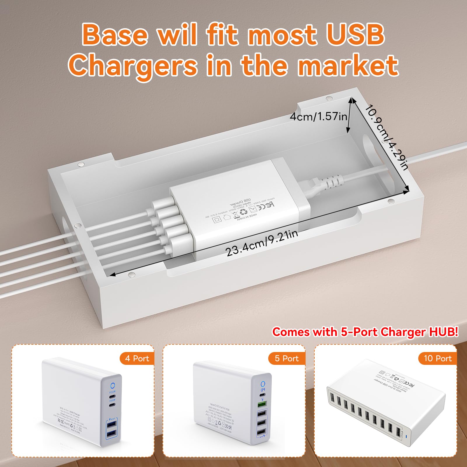 Pezin & Hulin Station de charge en bambou avec support de montre, support d'accueil pour appareils multiples avec hub de chargeur USB, 5 câbles de charge, organiseur électronique de bureau pour