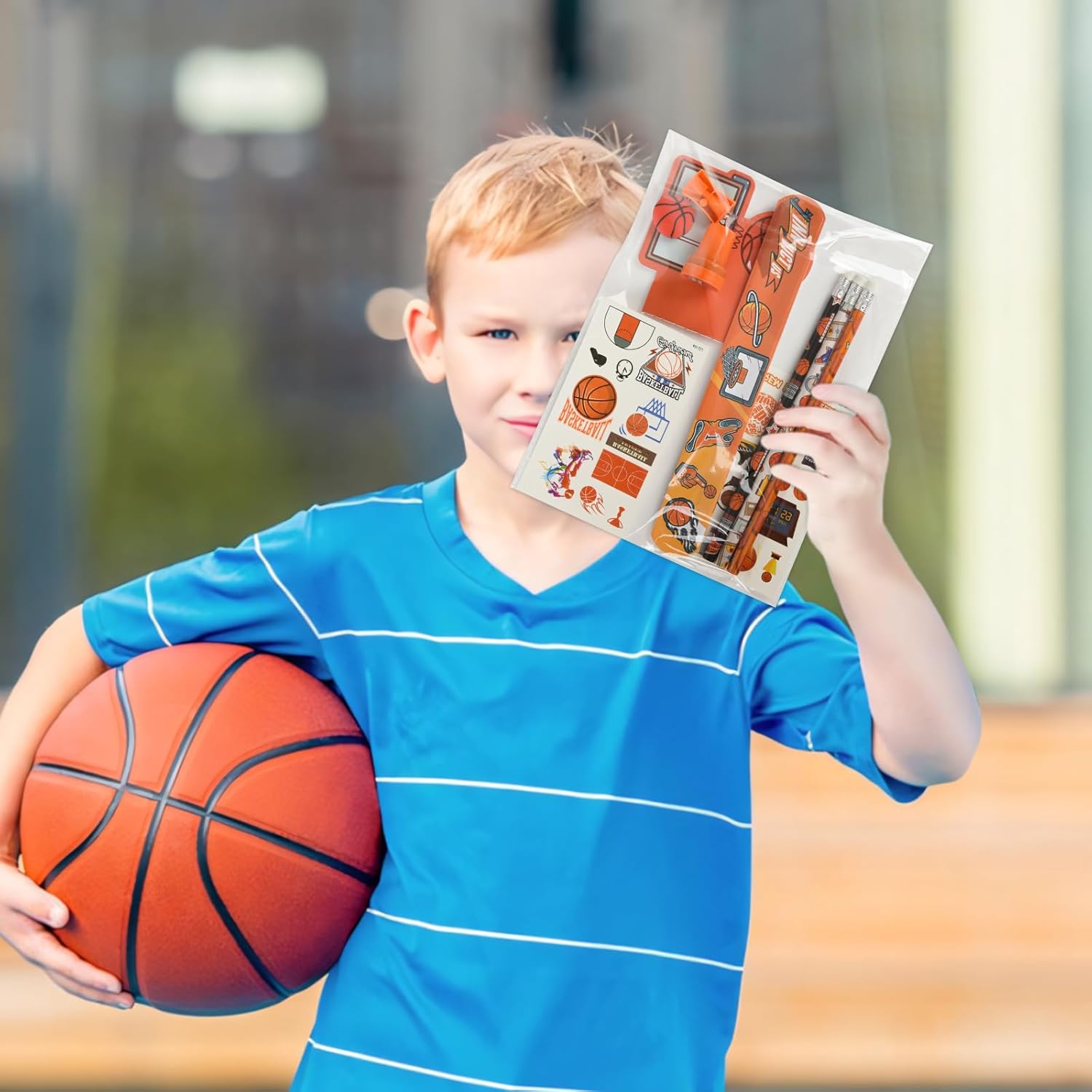 216Pcs Basketball Stationery basketball Theme Gifts Birthday Supplies Team Gift Goodie Bags Stuffer Pencils Classroom games Rewards School Office Supplies( basketball) - Image 5