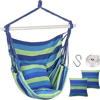 Hammock Chair Hanging Rope Swing, Topind Hanging Chair with Sturdy Steel Spreader Bar with Anti-Slip Rings - Max 500 Lbs -...