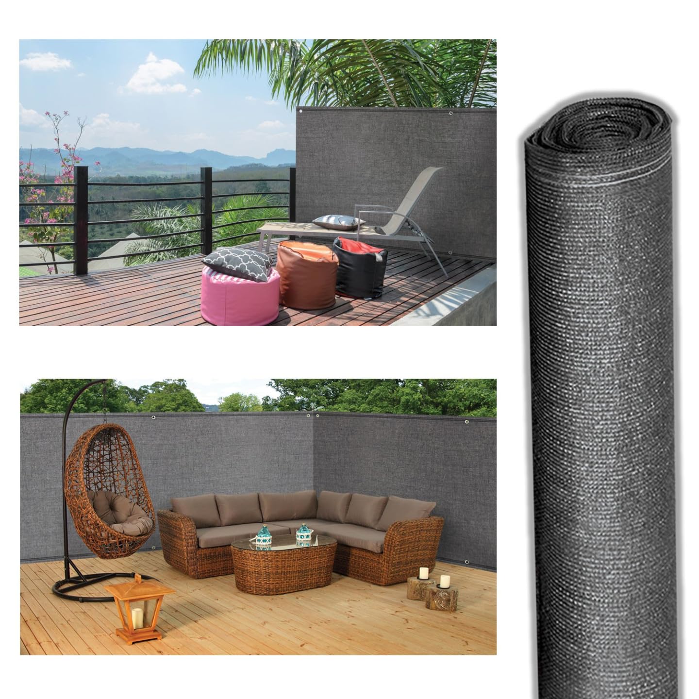 Probache - Brise Vue renforcé 1 x 10 M Gris 220 GR/m² Luxe Pro