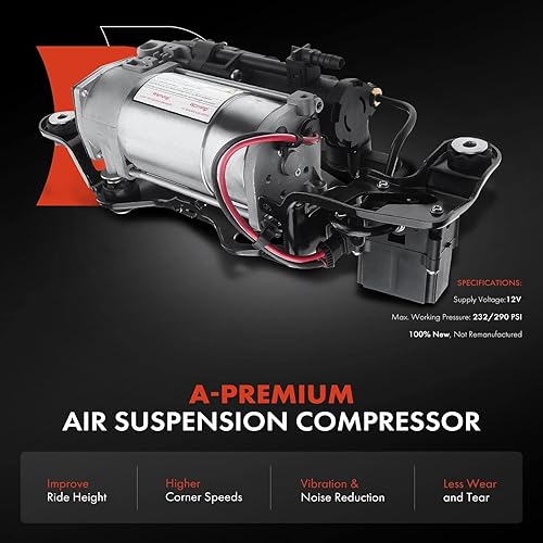 Miniatura 2 de A-Premium Compresor de suspensión neumática con soporte compatible con BMW X5 2014-2018, X6 2015-2019, reemplazo # 37206875177, 37206850555