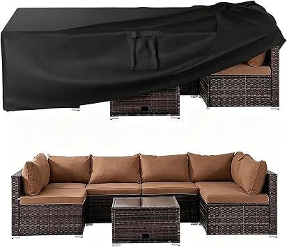 Patio Furniture Covers, Heavy Duty 600D Waterproof Outdoor Furniture Cover, General Purpose Outside Table and Sofa Covers for Patio Sets Black, 62" L x42 Wx 28" H