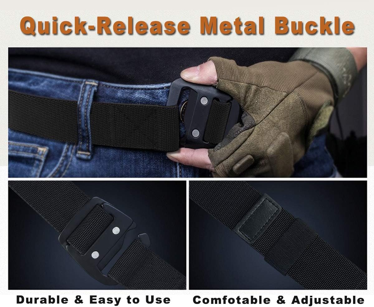 WYuZe Mens Tactical Belt Military Elastic Stretch Duty Riggers Belt Metal Buckle - Image 9