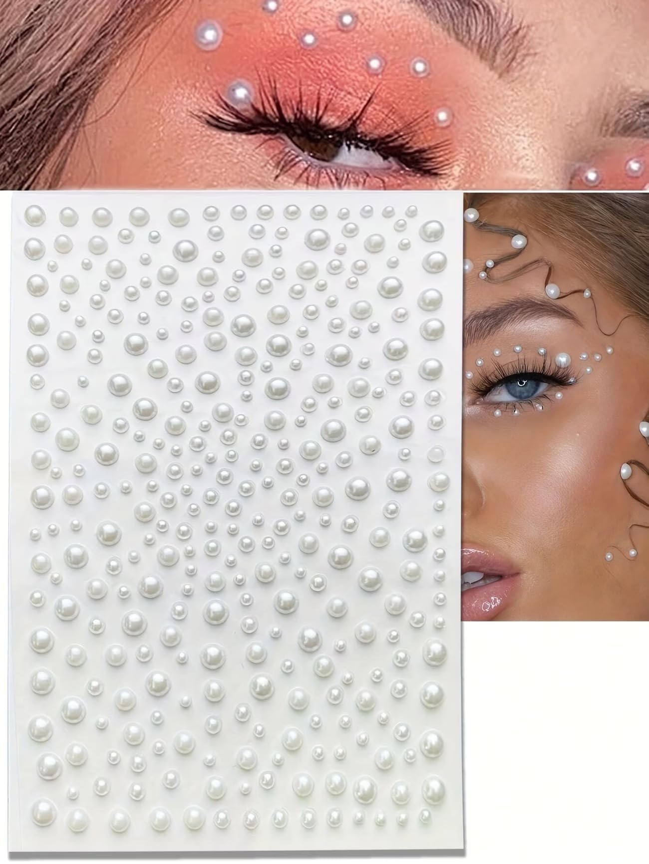 Pearl Hair Accessories Set, DIY Decorative Stickers for Wedding Hairstyle and Makeup Art, White-picture-23