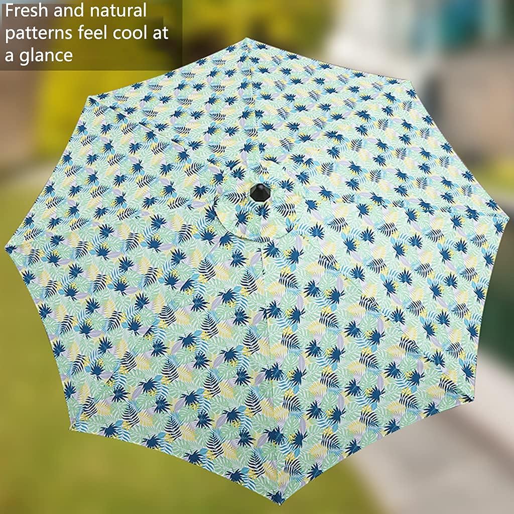 Garden Parasol Umbrella, 270cm Printed Umbrella with Crank Sun Protection Parasol Patio Umbrella, Table Parasol Umbrella for Patio Beach Pool Umbrellas