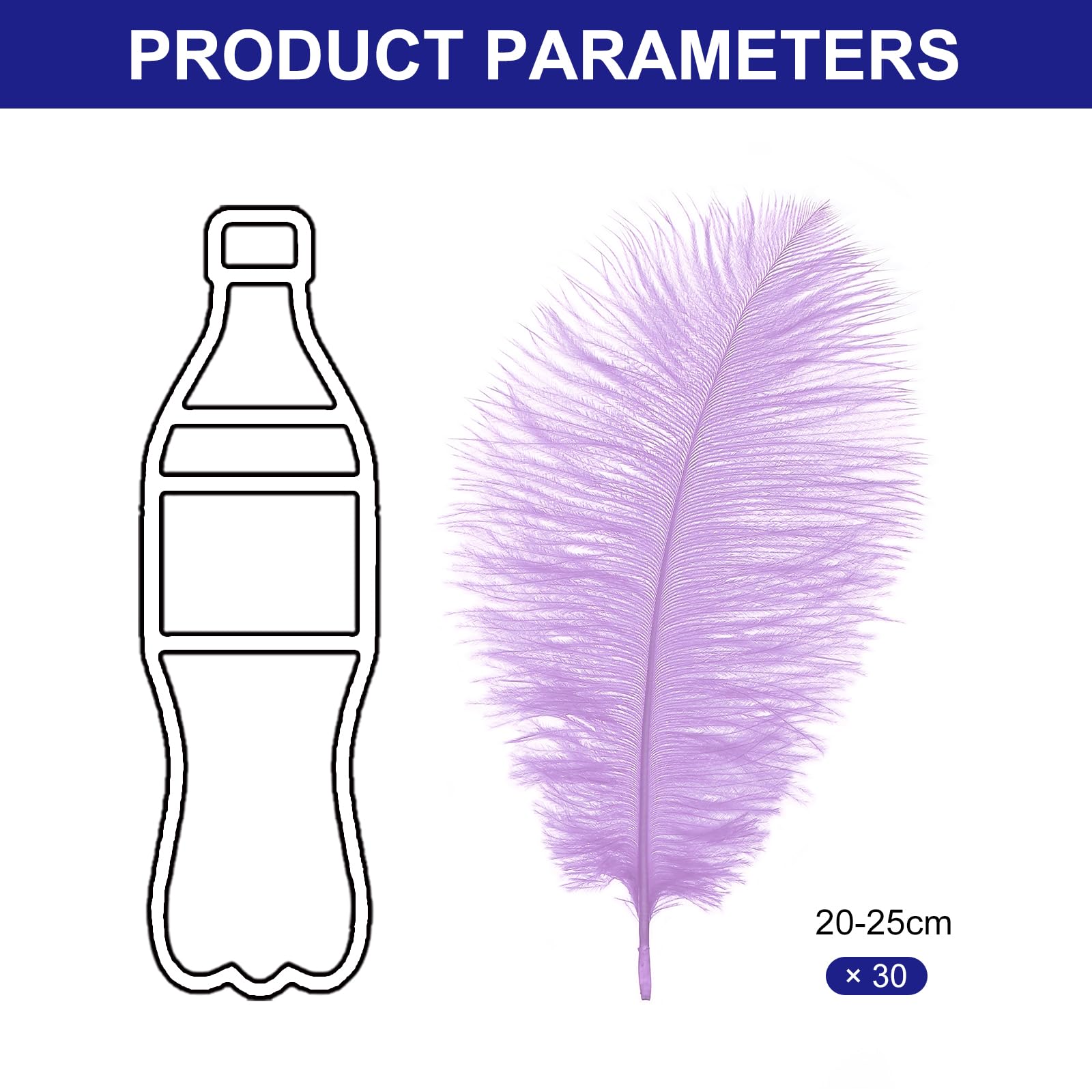 PATIKIL 30 Pcs Natural Ostrich Feathers Bulk 8-10 Inch/ 20-25 cm Large Ostrich Feathers for Crafts Home Decoration Wedding Party Vase Decor (Pink Purple) - Image 2