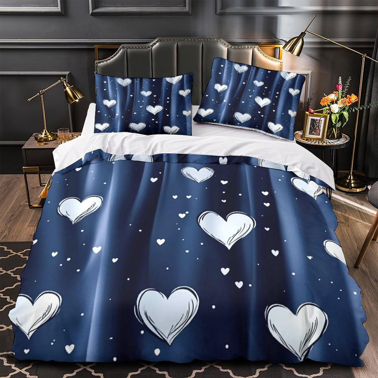 Housse de couette imprimée motif dessin main parure super douce