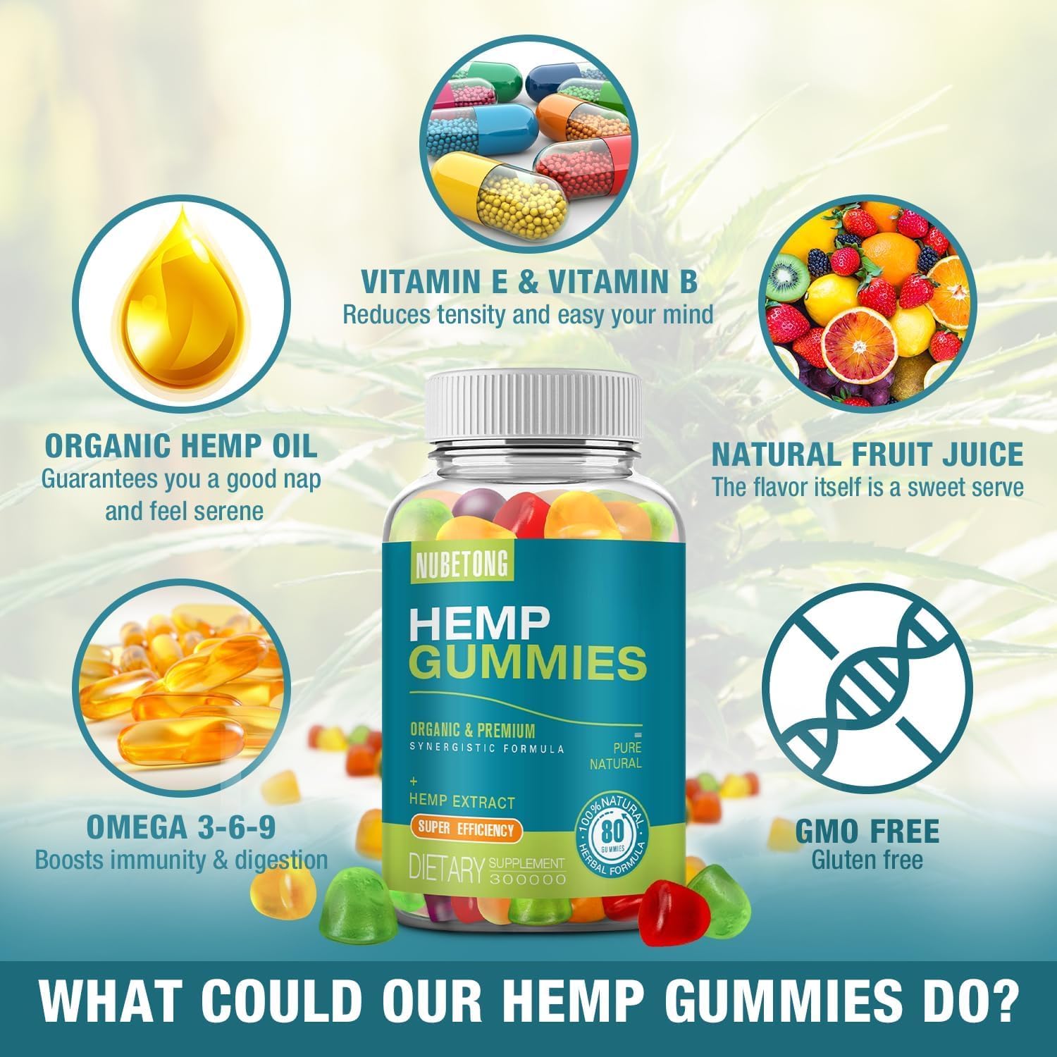 Hemp Gummies High Potency Extra Strength Hemp Oil Extract Organic Edible Gummy Supplement for Adult Gummy for Sleep, Pain, Anxiety