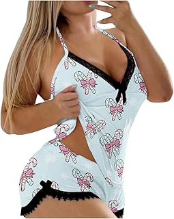 2025 - Pijama Camisola Casual Sexy para Mujer con Estampado Navidad Camiseta Larga Dormir