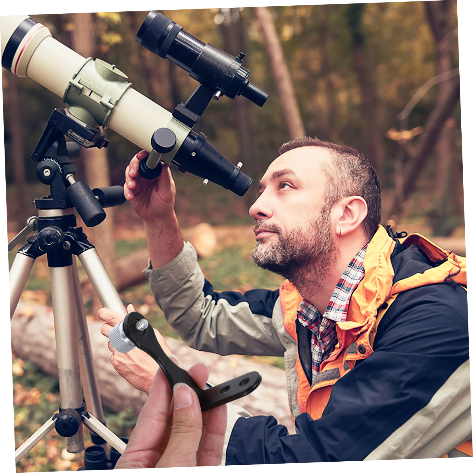 DOITOOL Telescope Photography Adapter Metal L-Shape Binocular Adapter Secure Fit Black Silver 2pcs Package