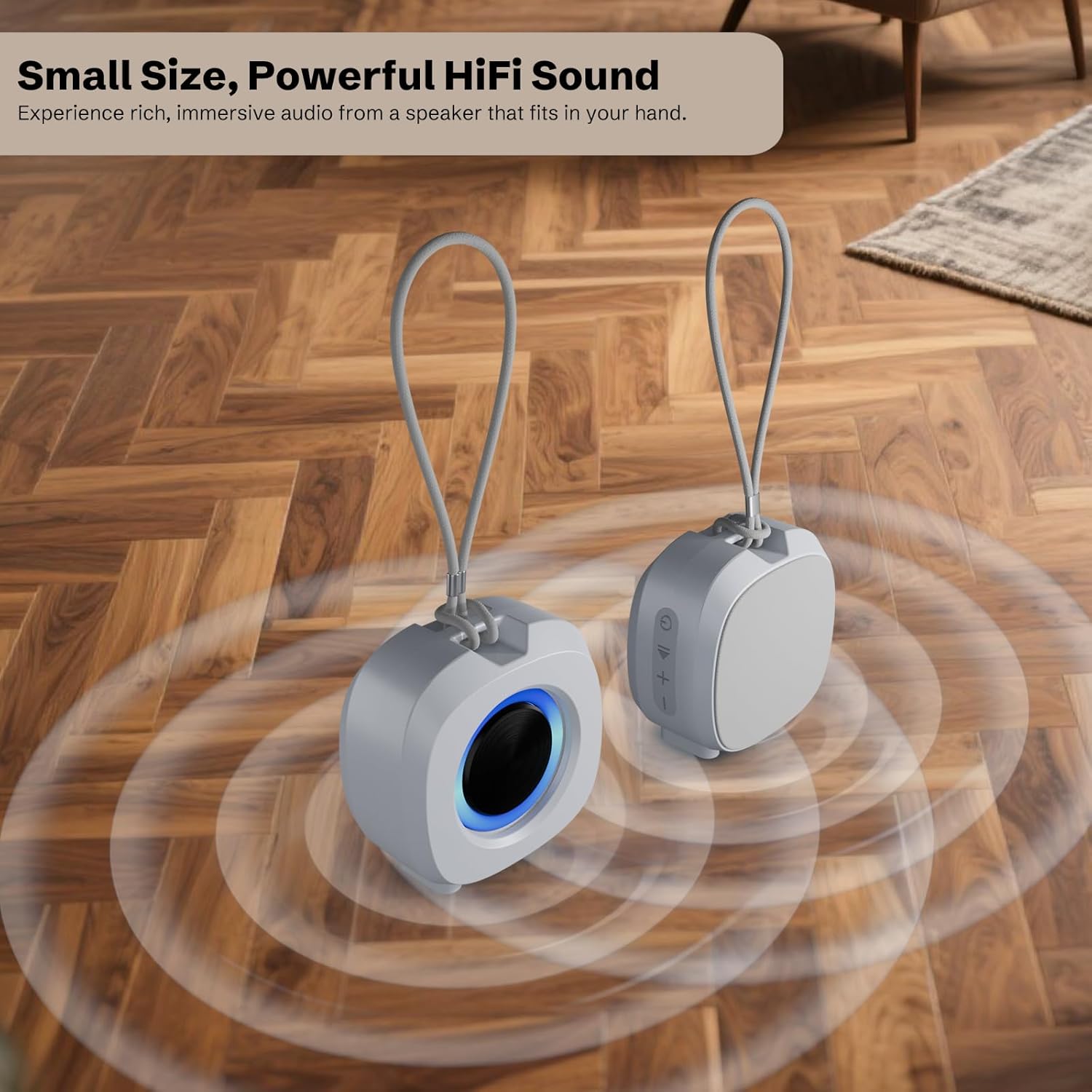 Speaker, Small Portable Bluetooth Wireless IPX5 Waterproof Shower Speaker,Loud Stereo Sound Deep Bass,Dual Pairing, RGB Lights,Long Playtime for Outdoor Party, Great Gift,1PC (White) - Image 4