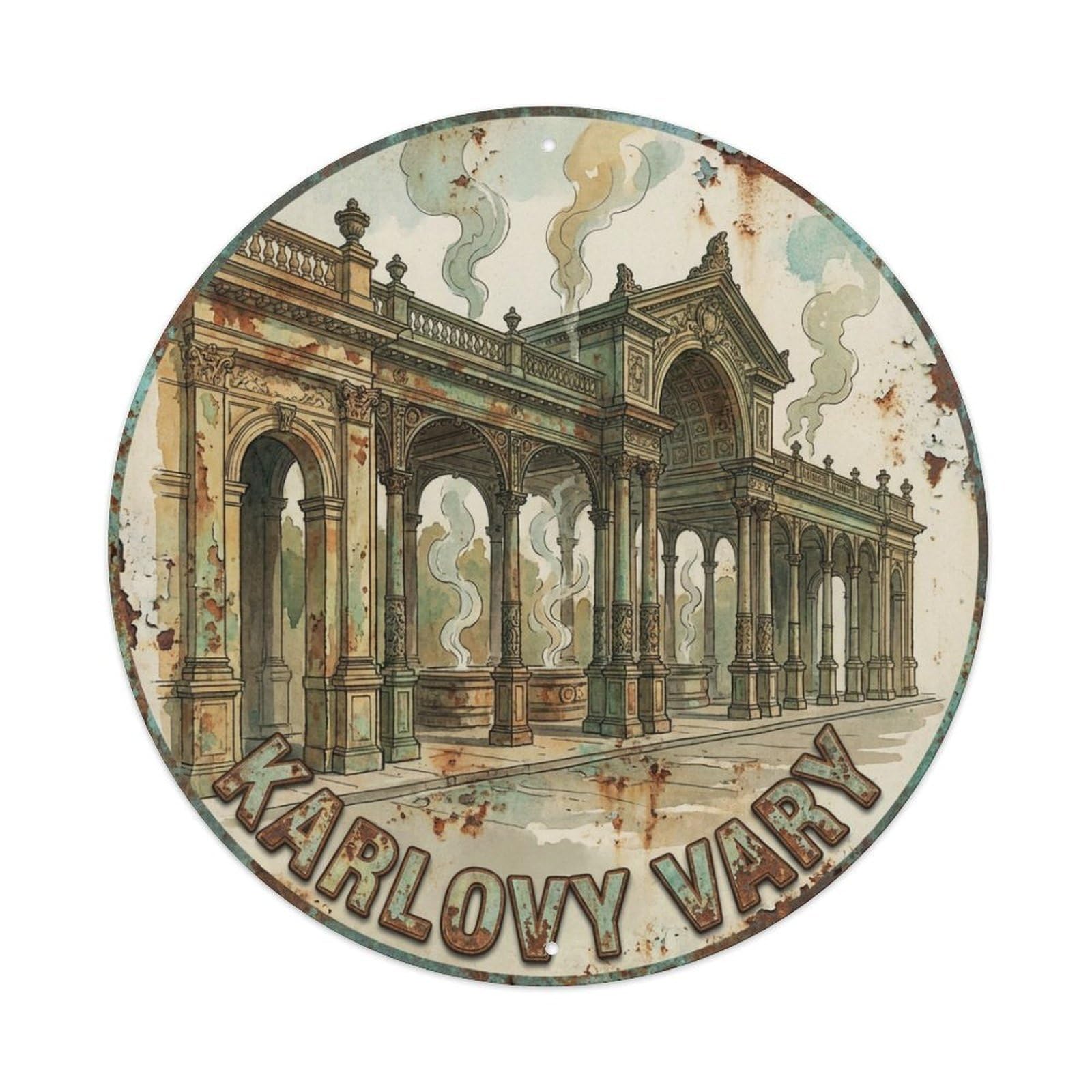 Galvaxio Style Czech Vintage Travel Karlovy Vary Metal Tin Sign