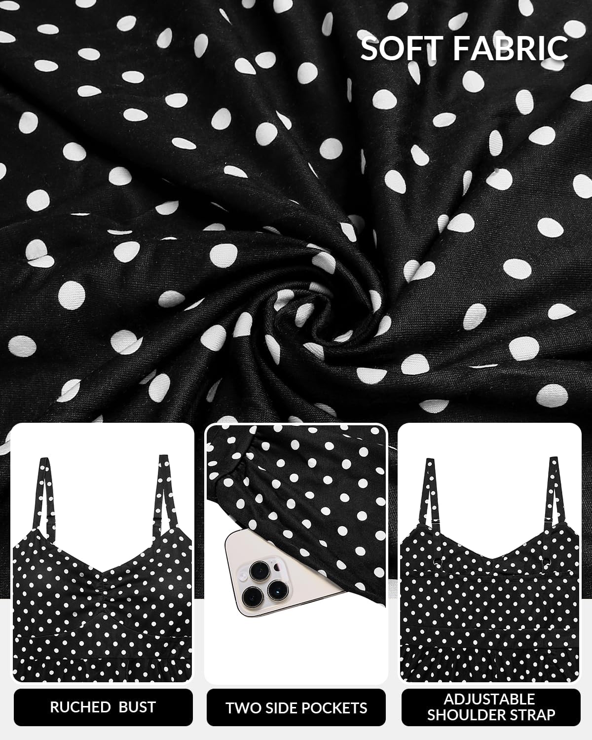 Women's Plus Size Summer Maxi Sun Dress Spaghetti Strap Ruched Bust Long Casual Sundress with Pockets - Image 5