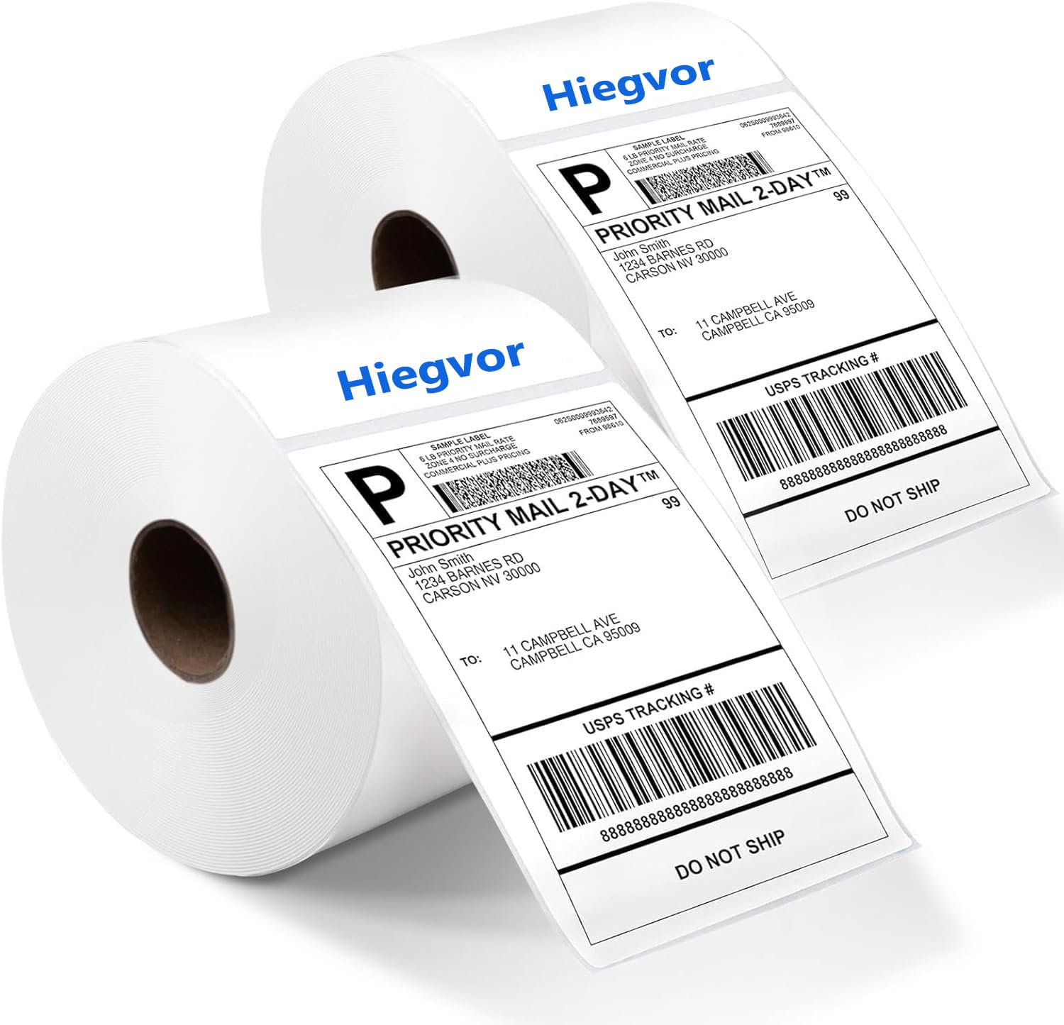Lot de 1000 Étiquettes Thermiques 4" x 6" pour Expédition - Autocollantes Multifonction, 2 Rouleaux Blanc
