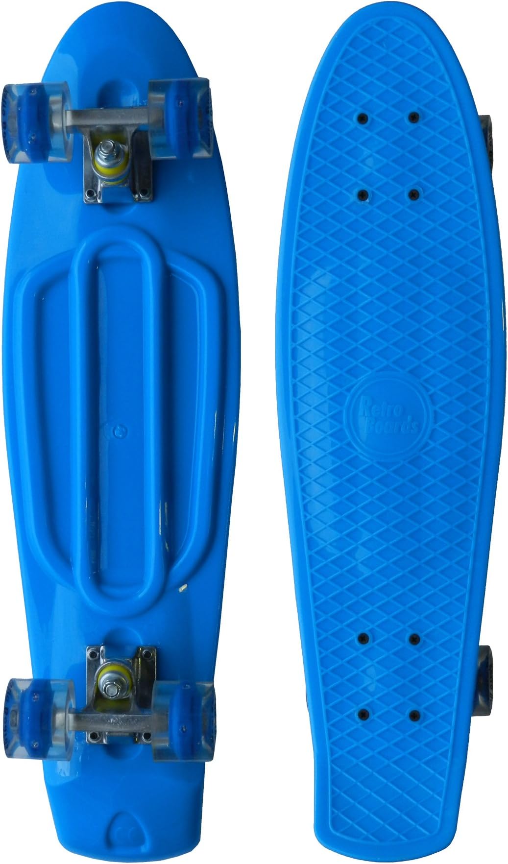 Retro Boards LED Wheels Skateboard, Blue, 22-Inch