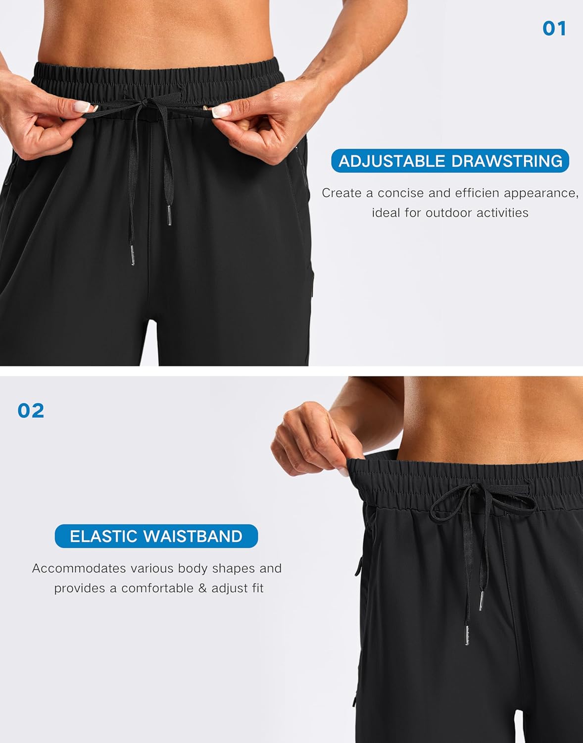 SANTINY Women's 15" Long Shorts Below The Knee Capri Hiking Cargo Shorts Lightweight Quick Dry Elastic Waist for Casual - Image 5