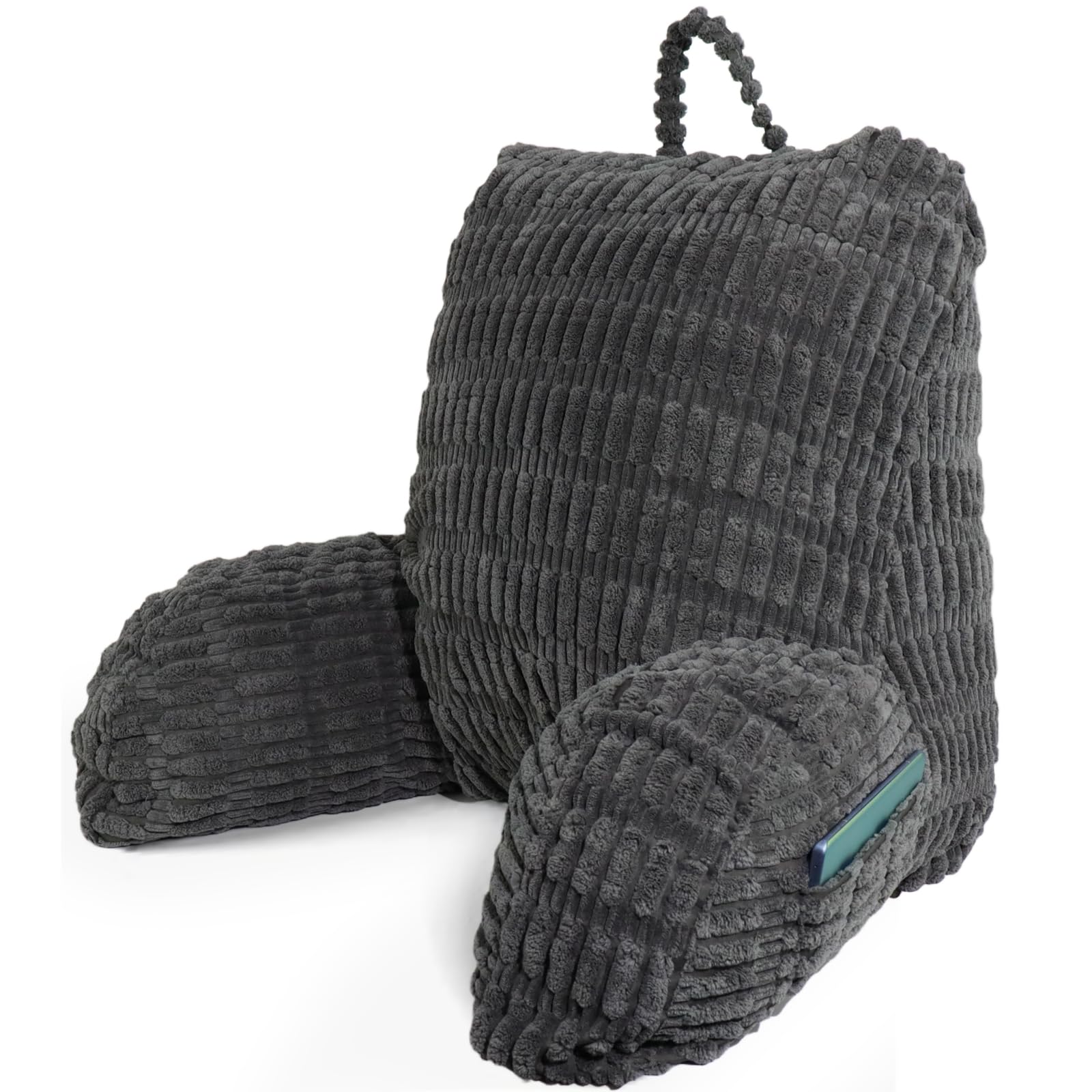 Luxurious Ergonomic Reading Pillow with High Arms - Plush Back Support Cushion