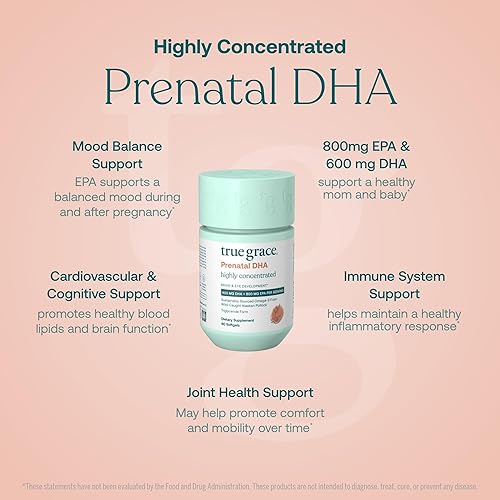 Miniatura 3 de True Grace DHA prenatal  60 cápsulas blandas  1400 mg de DHA y EPA  para preconcepción, embarazo y lactancia  capturado silvestre y de origen