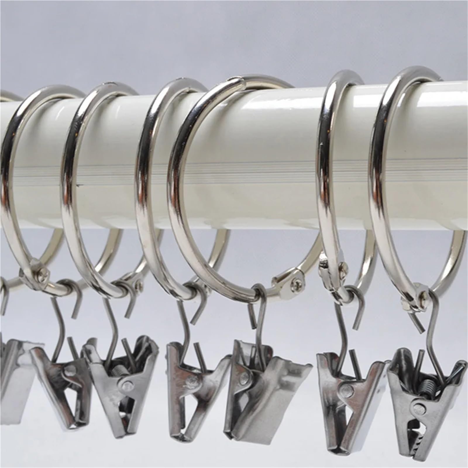 Anneaux de rideaux, Anneaux de rideau avec clips, 160 pièces, crochet suspension ouvert en acier inoxydable 38mm