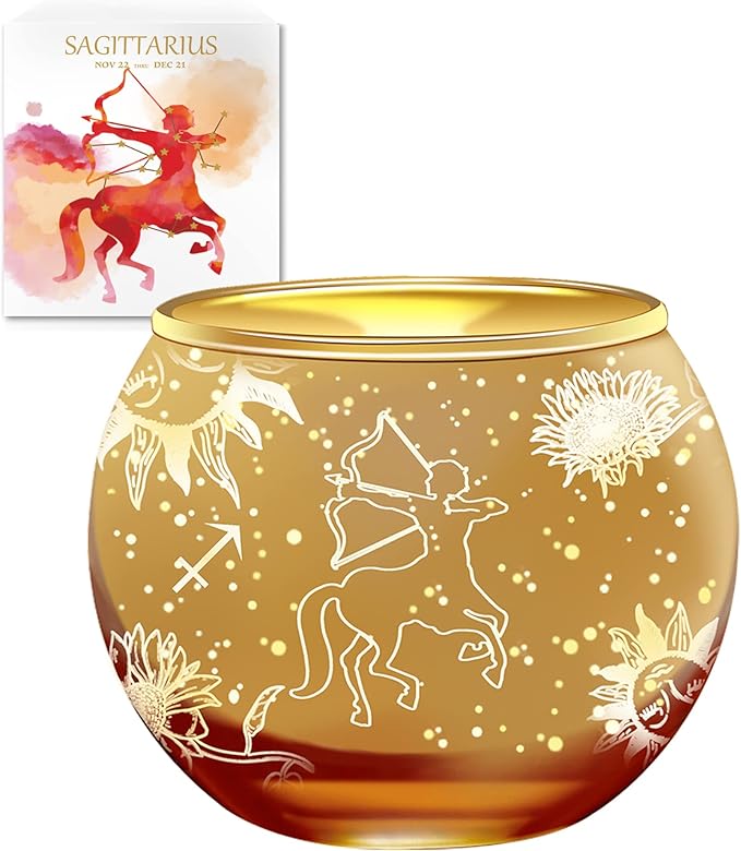 Aovila Sagittarius Gifts for Women, Sagittarius Votive Candle Holder Tealight Candle Holder Handmade for Table Home Decor, Zodiac Astrology Gifts Birthday Gifts for Women Friends