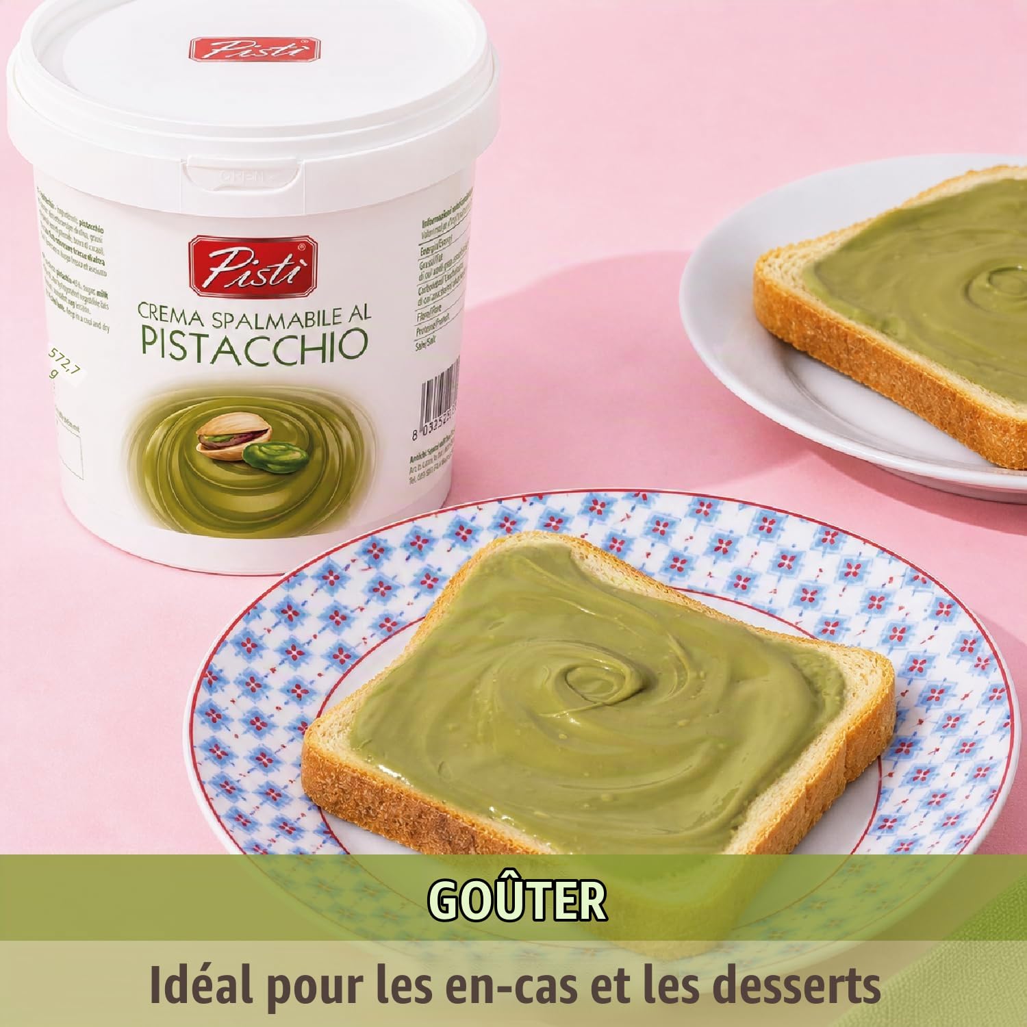Pistì - Crème à tartiner à la pistache - Avec des pistaches vertes sélectionnées, fabrication artisanale, 100% naturelle - 3 pots de 1 kg