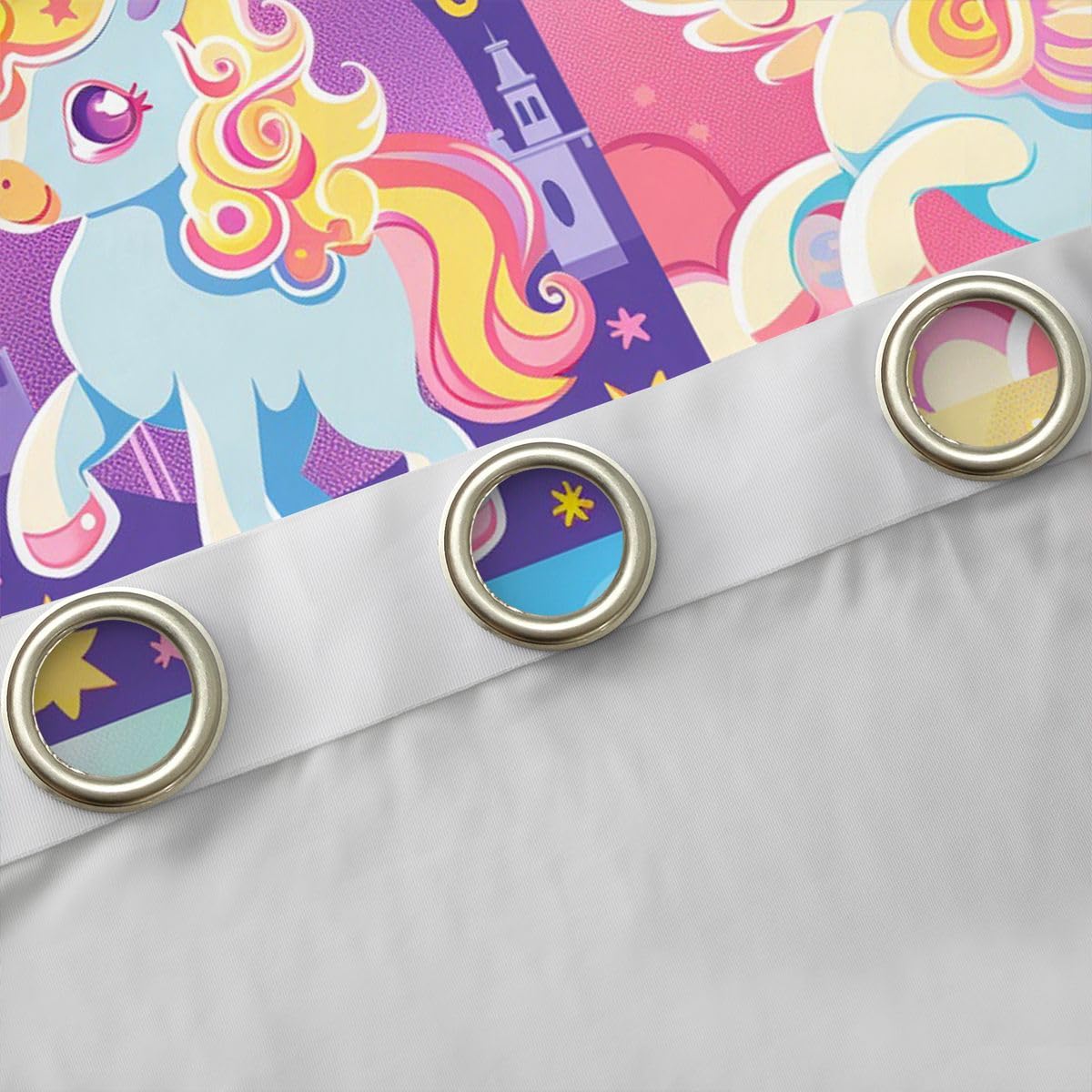 Manfei Lot de 2 rideaux de salon motif licorne mignonne à carreaux de licornes de dessin animé pour femmes et hommes, rideaux de cuisine, rideaux de chambre à coucher, rideaux de chambre à coucher