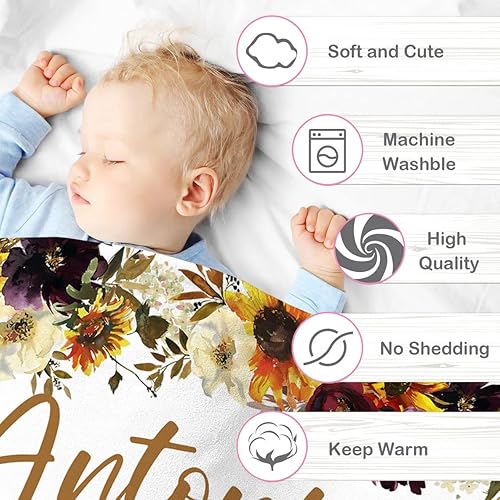 Miniatura 45 de Manta de bebé personalizada para niñas, manta de bebé personalizada con nombre, súper suave, mantas personalizadas con nombre para niños, mantas