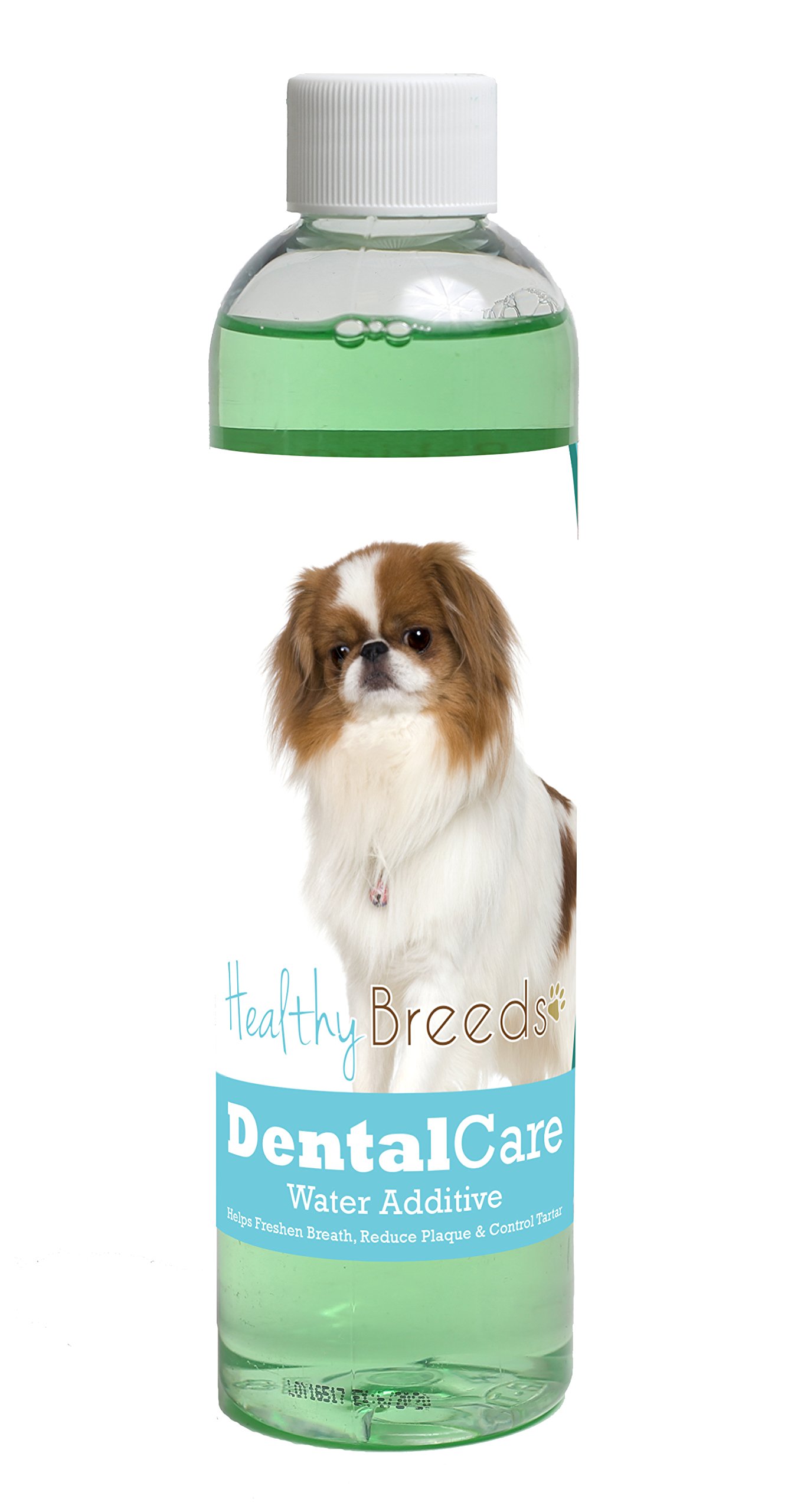 Healthy Breeds Dog Dental Care Water Additive for Japanese Chin - Helps Freshen Breath, Reduce Plaque &amp; Control Tartar - Mint Flavor - 8 oz