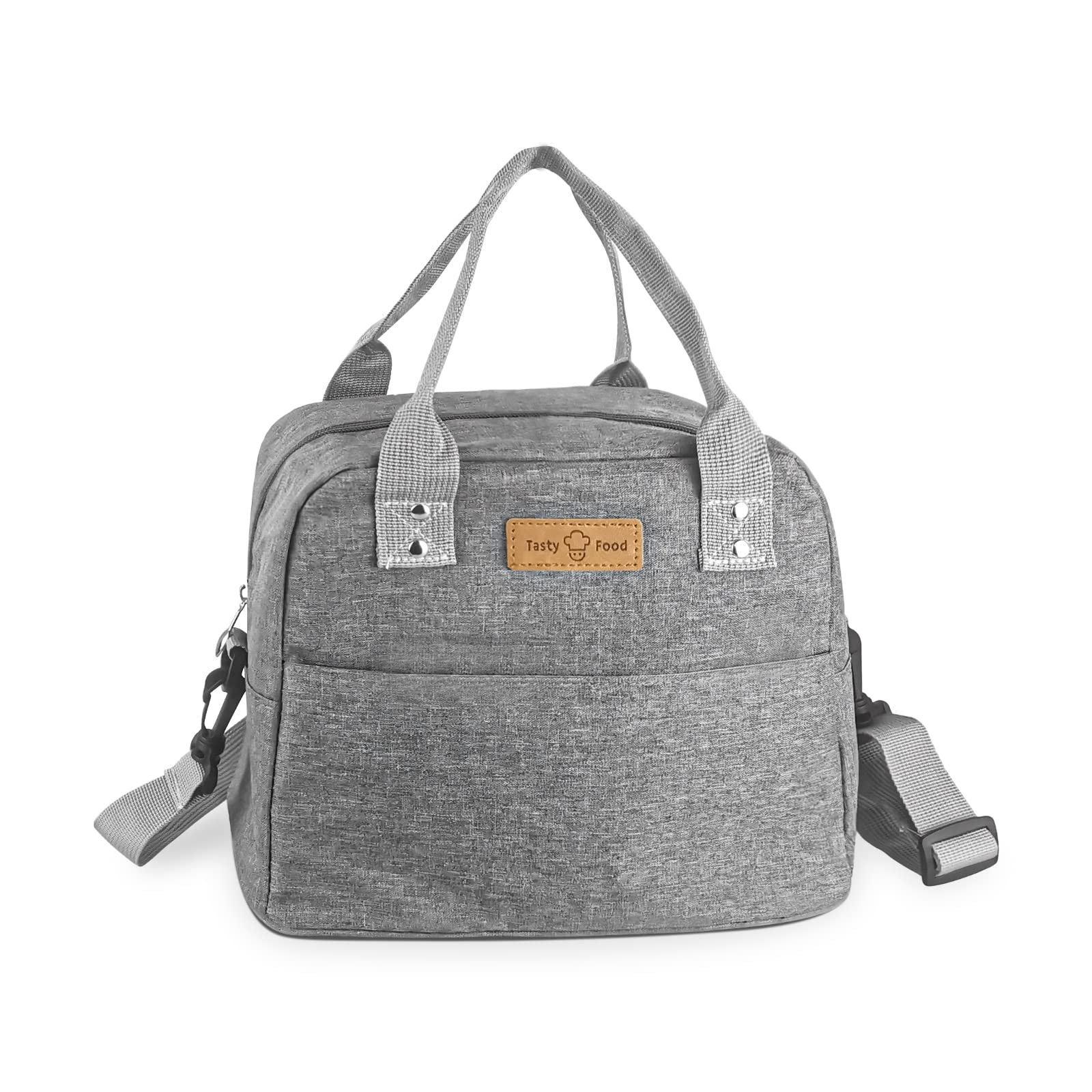 FuninCrea Bolsa de Almuerzo de Aislamiento, Bolsa de Almuerzo con Bolsa de Refrigeración Ajustable a Prueba de Fugas Universal para Niños y Adultos Adecuada para Escuelas de Trabajo (Gris)