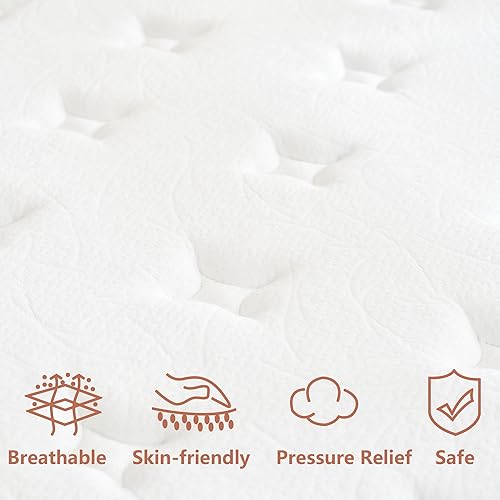 Miniatura 3 de Colchón de tamaño individual, colchón híbrido individual de 10 pulgadas, colchón de espuma viscoelástica de gel de firmeza media, colchón en una