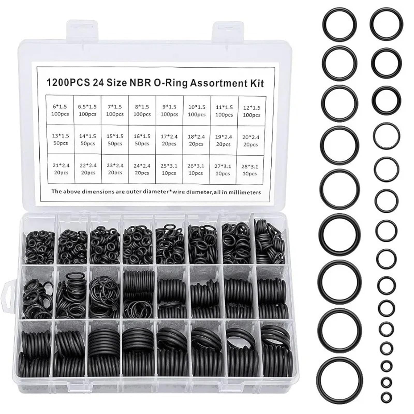 Junta del motor de la motocicleta Juntas tóricas, bandas elásticas, juntas de goma, anillos sellado para aire acondicionado, kits arandelas para reparación fontanería(Green-3Box(810pcs))