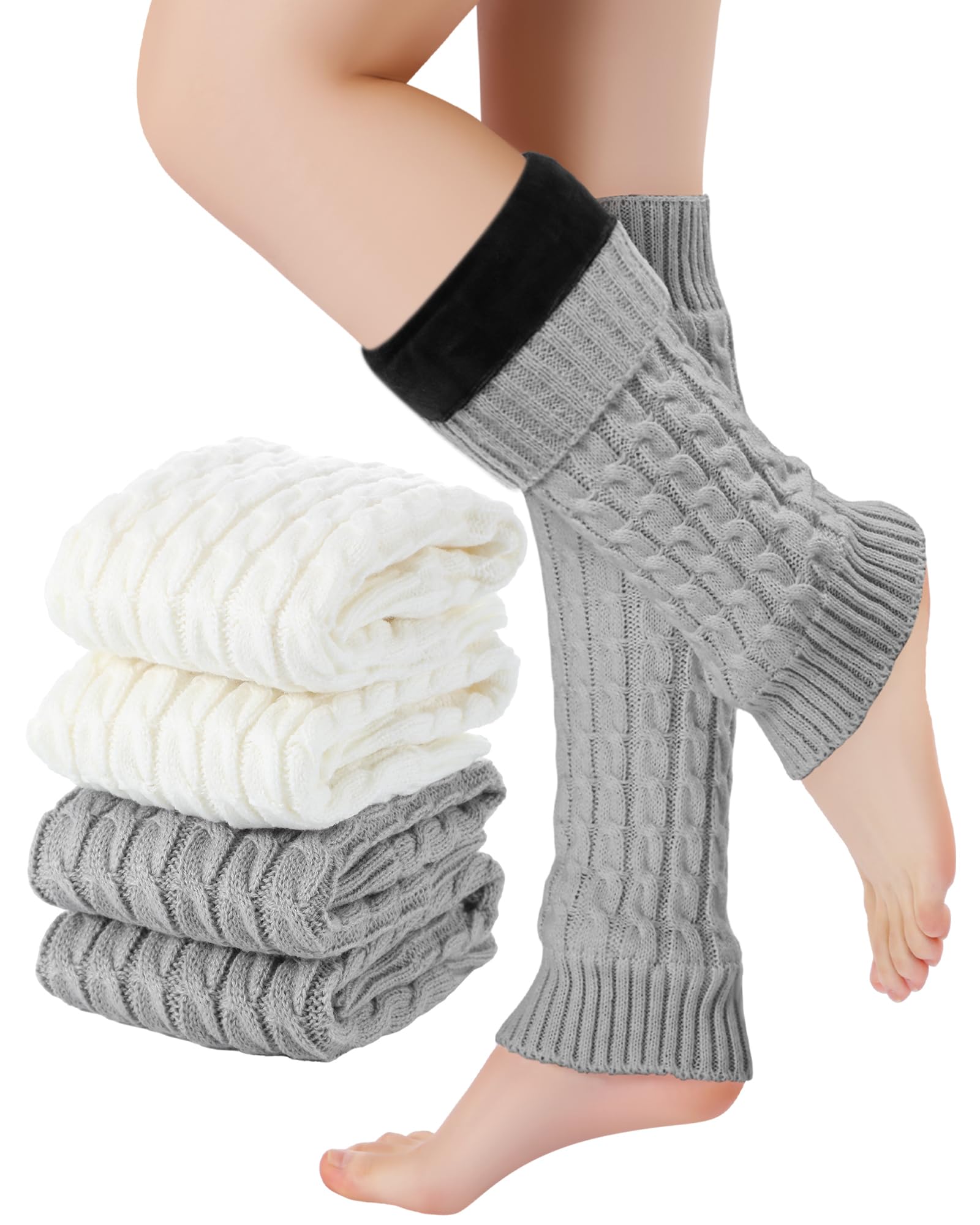 Shihanee 2 Pairs Fleece Lined Leg Warmers Winter